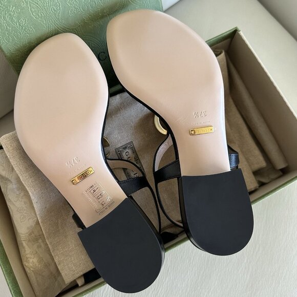 NEW Women's Double G Block Heel Thong Sandals Sz 37.5 EU - Picture 7 of 11